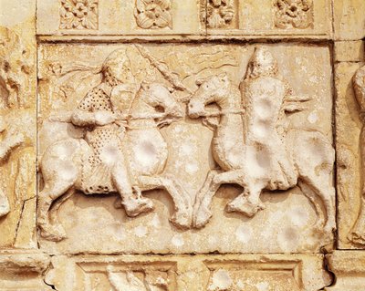 Two Knights in Combat, relief from the left of the main portal by Guglielmo